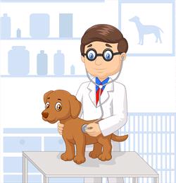 cartoon of vet and dog